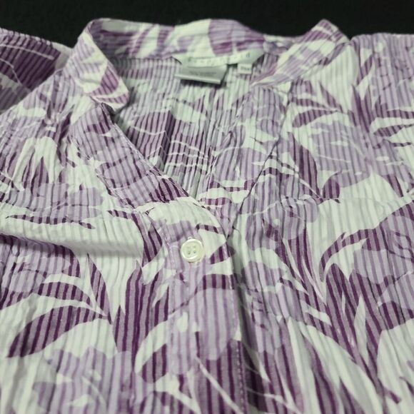 Fred David Petites Womens Button Up Blouse Multicolor Size PM Polyester Blend - Picture 9 of 12